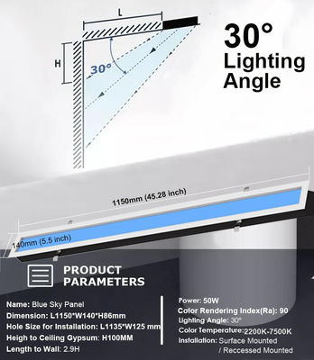 কেনা এসি 100-240V এলইডি সিলিং প্যানেল লাইট যা প্রাকৃতিক আলো এবং আকাশী নীল রঙের অনুকরণ করে, 40 ওয়াট আউটপুট পাওয়ার সহ অনলাইনে উৎপাদন