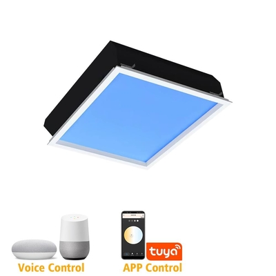 কেনা স্কোয়ার 600x600 LED কৃত্রিম স্কাইলাইট 110V Tuya WIFI ভয়েস কন্ট্রোল অনলাইনে উৎপাদন