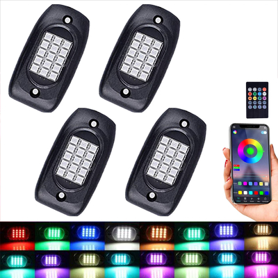ব্যবহারিক গাড়ী RGB রক লাইট ব্লুটুথ কন্ট্রোল 120 ​​ডিগ্রী আলো কোণ