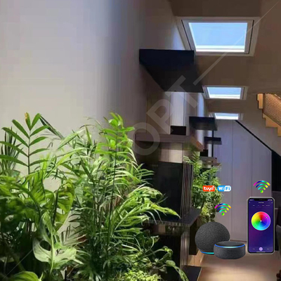 কৃত্রিম স্কাইলাইট উইন্ডো Tuya LED জাল স্কাইলাইট 2200K-7800K বাড়ির জন্য মাল্টি দৃশ্য